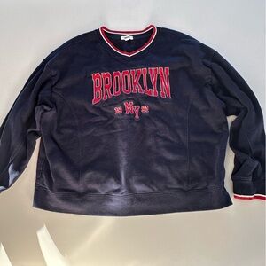 Garage Navy Crewneck Sweater with Red Accents